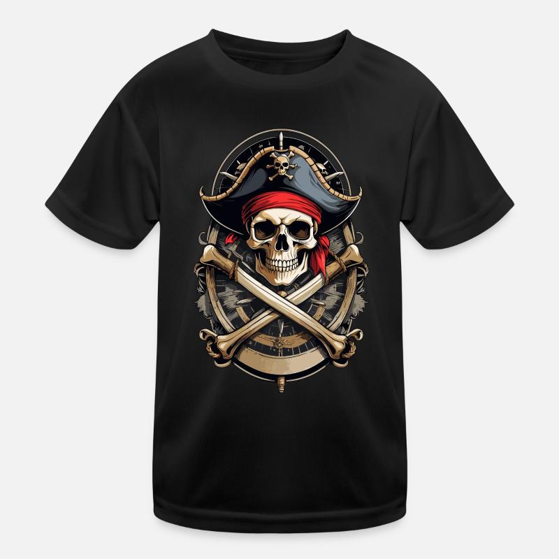 Pirate Flags Skull Jolly Roger Pirate Costume Kids Functional T-Shirt