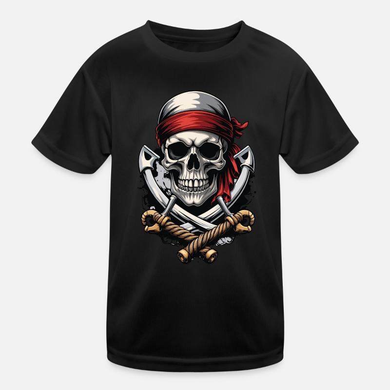 Pirate Flags Skull Jolly Roger Pirate Costume Kids Functional T-Shirt