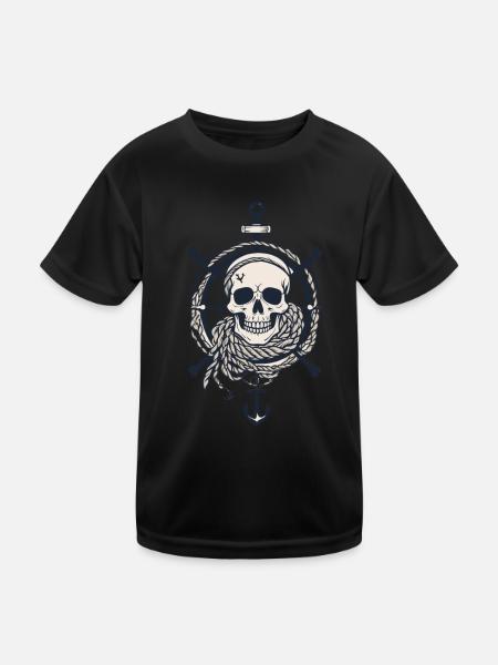 Drapeaux de pirate crâne Jolly Roger costume de pirate - T-shirt sport Enfant - noir - Devant