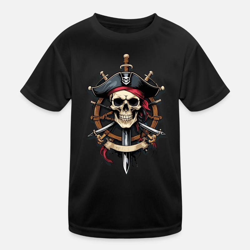 Pirate Flags Skull Jolly Roger Pirate Costume Kids Functional T-Shirt