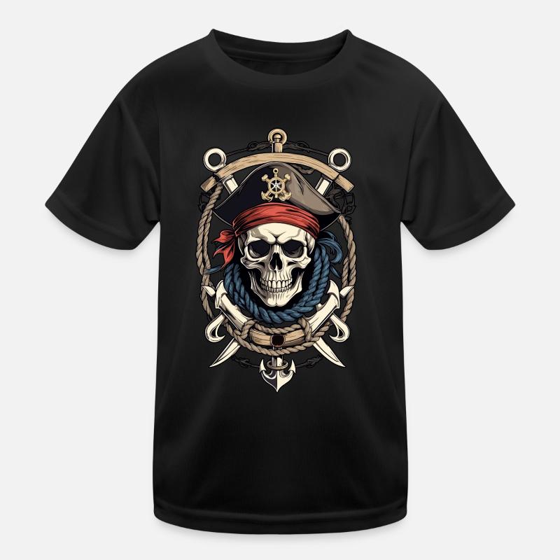 Pirate Flags Skull Jolly Roger Pirate Costume Kids Functional T-Shirt