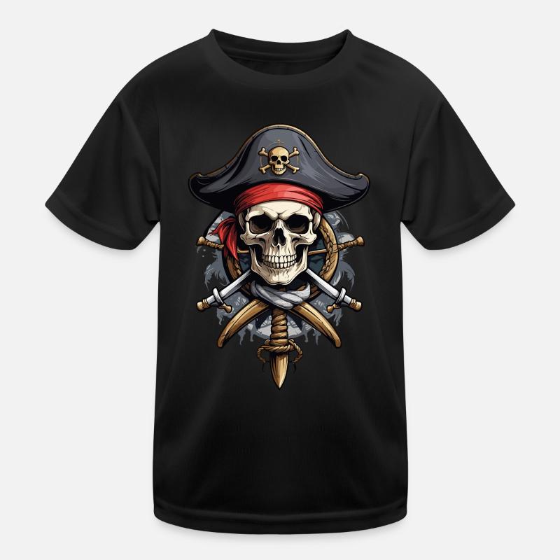 Pirate Flags Skull Jolly Roger Pirate Costume Kids Functional T-Shirt