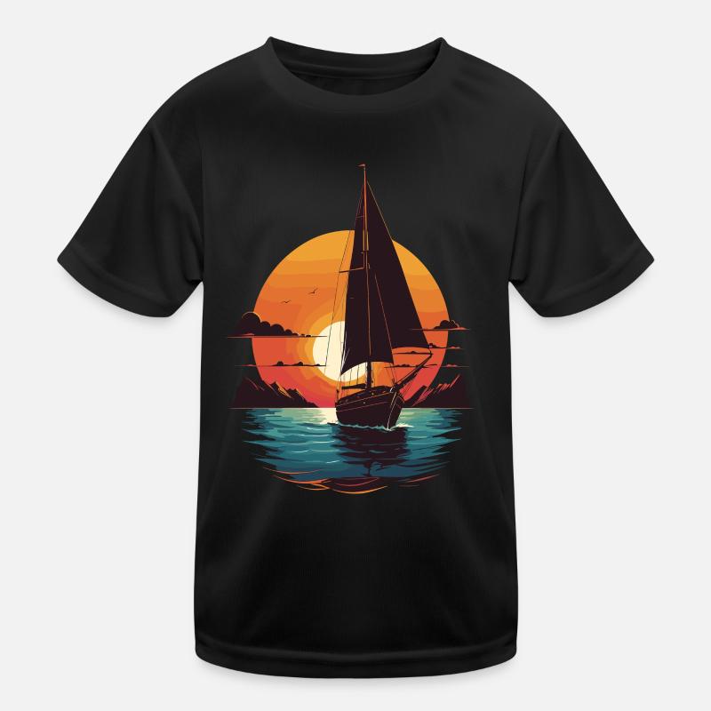 Sailing Adventure Sunset Sea Kids Functional T-Shirt