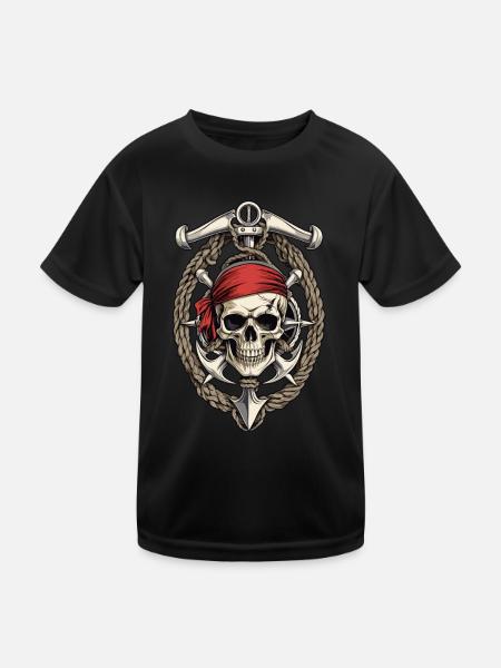 Costume de Pirate Drapeau Drapeau Jolly Roger - T-shirt sport Enfant - noir - Devant