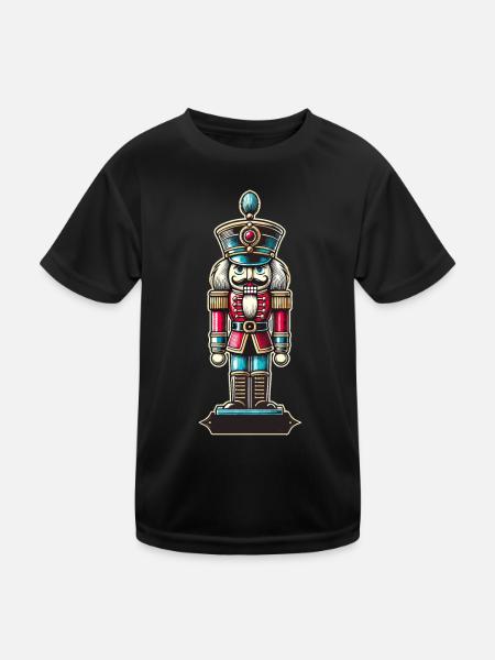 Weihnachtlicher Nussknacker Retro Stil - Kinder Funktions-T-Shirt - Schwarz