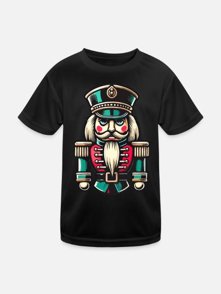 Weihnachtlicher Nussknacker Illustration - Kinder Funktions-T-Shirt - Schwarz