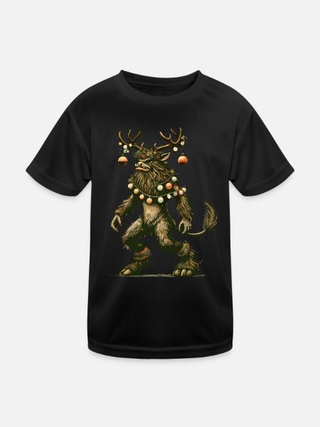 Festlicher Krampus Weihnachtszauber - Kinder Funktions-T-Shirt - Schwarz - Vorne