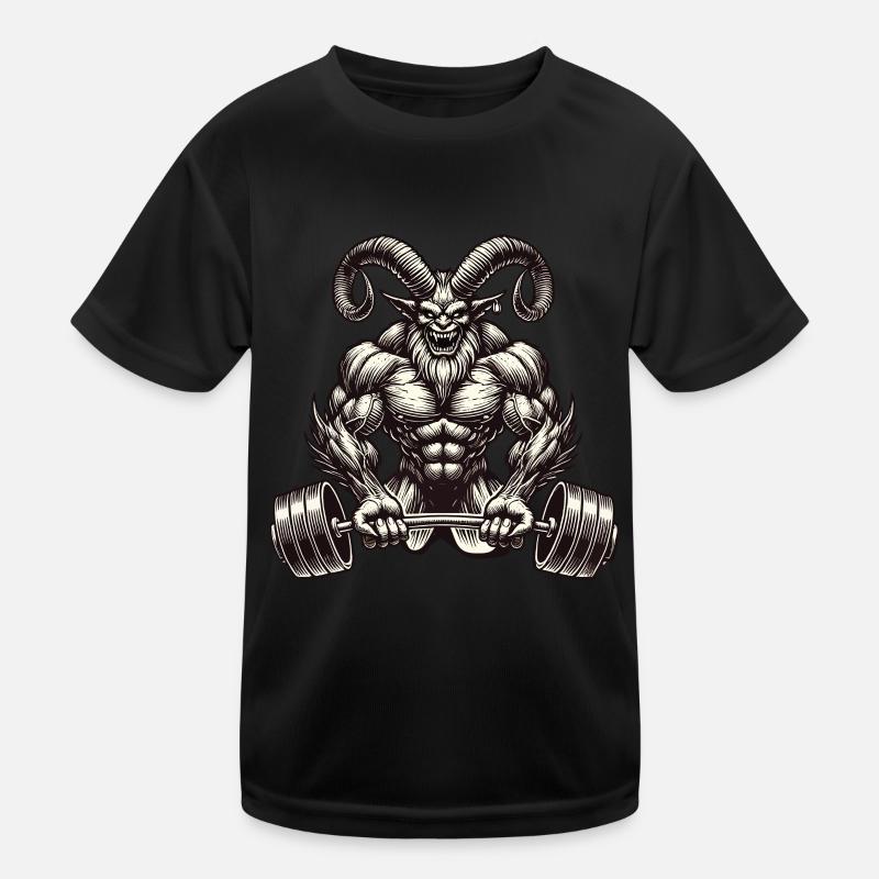 Christmas Krampus Bodybuilder Muscle Training Kids Functional T-Shirt
