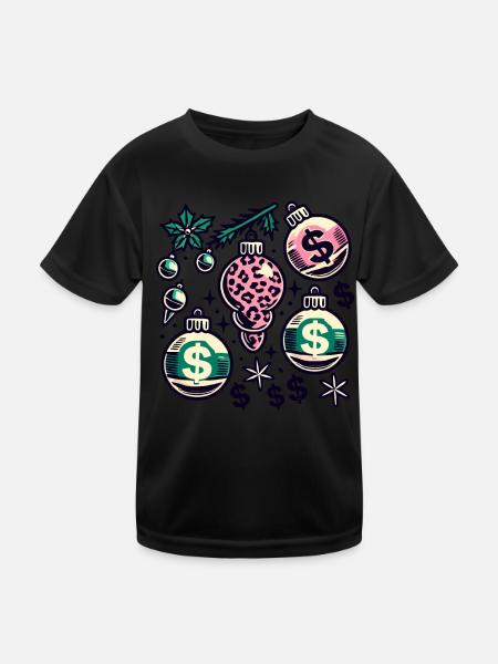 Weihnachtlicher Geldregen Dekor - Kinder Funktions-T-Shirt - Schwarz - Vorne