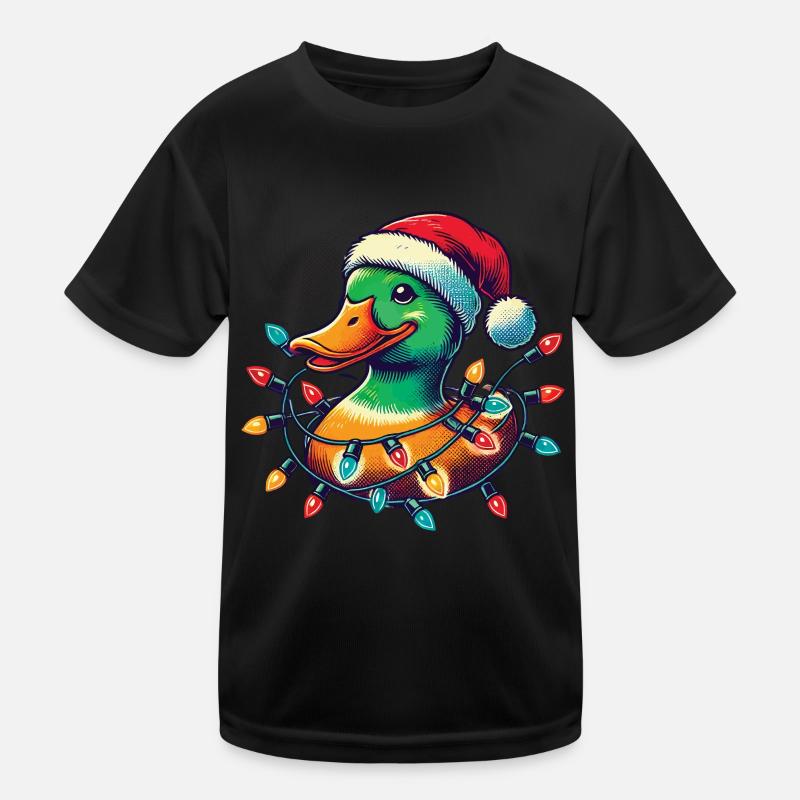 Lustige Ente Mit Weihnachtslicht Kinder Funktions-T-Shirt