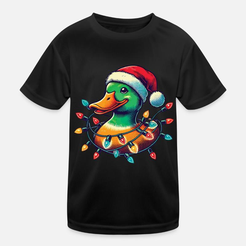 Lustige Weihnachtsente Mit Lichtern Kinder Funktions-T-Shirt