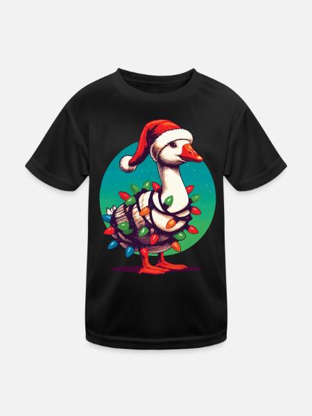 gChristmas Funny Clumsy Goose - Kids Functional T-Shirt - black - Front