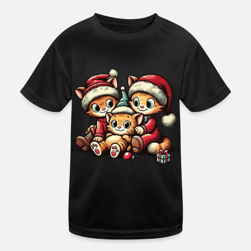 Chats mignons Noël style rétro T-shirt sport Enfant