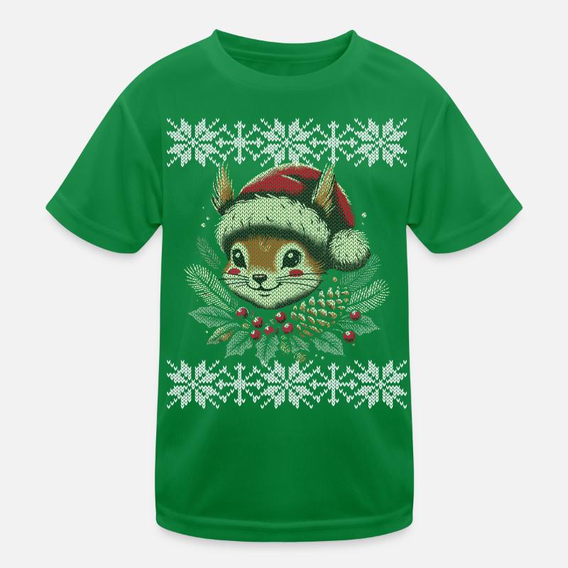 Weihnachtliches Eichhörnchen Strickmuster Kinder Funktions-T-Shirt