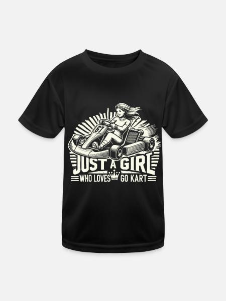 Une fille qui adore le karting - T-shirt sport Enfant - noir - Devant