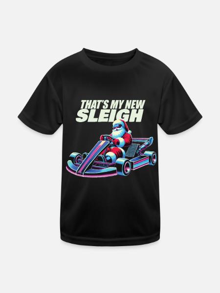 Go-Kart Retro Santa Claus Sleigh Adventure - T-shirt sport Enfant - noir - Devant