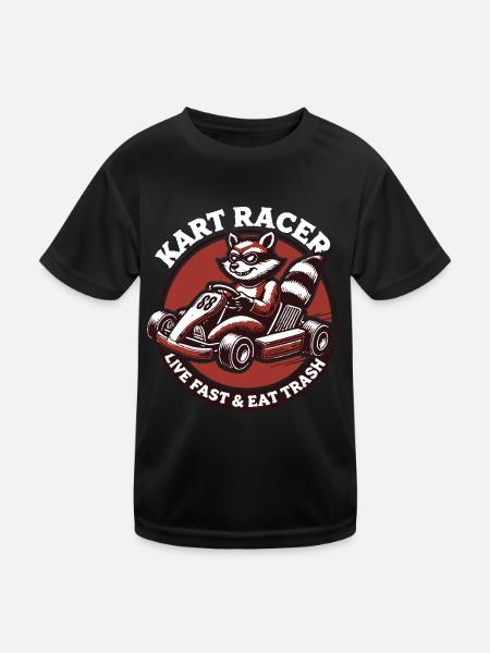 Kart Racer Waschbär Go-Kart Abenteuer - Kinder Funktions-T-Shirt - Schwarz - Vorne