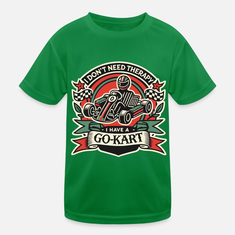 Go-Kart Fahrer Retro Spruch Design Kinder Funktions-T-Shirt