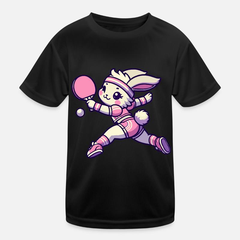 Lapin Kawaii Jouant Art du Tennis De Table T-shirt sport Enfant