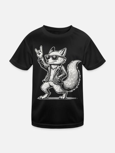 Musique rock Drôle Heavy Metal Fox Concert - T-shirt sport Enfant - noir - Devant