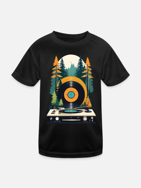 Scène de musique rétro platine Forest Design - T-shirt sport Enfant - noir - Devant