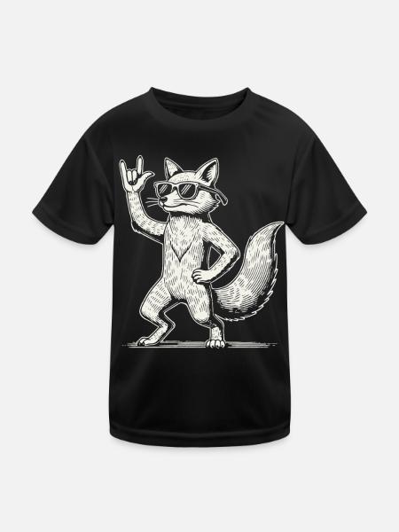 Funny Fox Heavy Metal Concert Design - T-shirt sport Enfant - noir - Devant