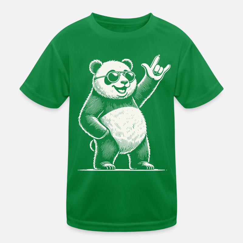 Retro Rock Musik Panda Mit Cooler Geste Kinder Funktions-T-Shirt
