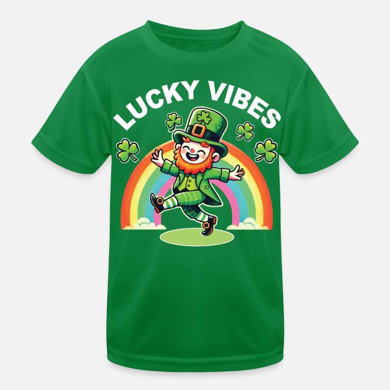 Lucky Vibes St. Patricks Day Regenbogen Kinder Funktions-T-Shirt