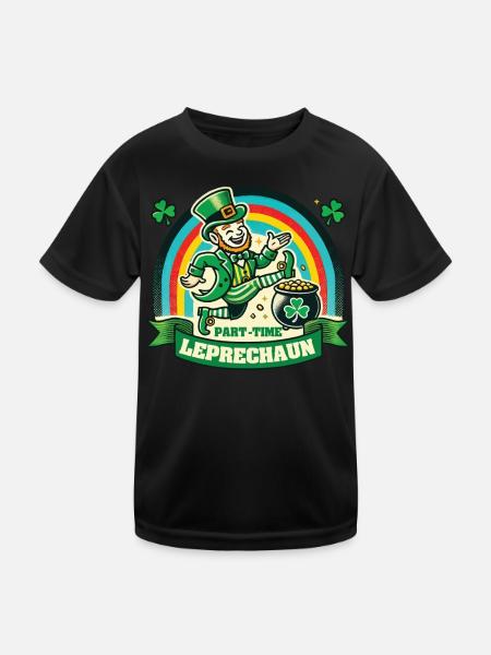 Part-time Leprechaun St. Patrick's Day Rainbow - Kids Functional T-Shirt - black - Front