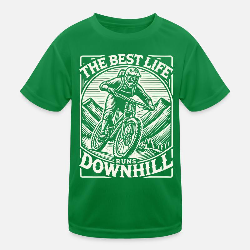 Bike Downhill Adventurer Retro Style Kids Functional T-Shirt