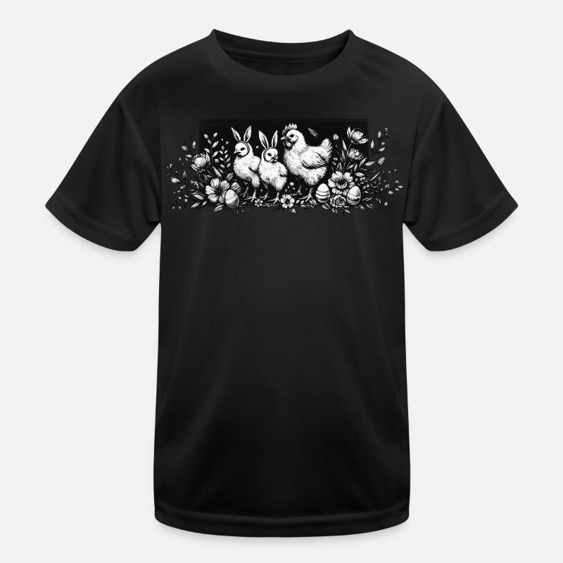 Ostern Hühner Küken Osterhasen Retro Cottagecore Kinder Funktions-T-Shirt