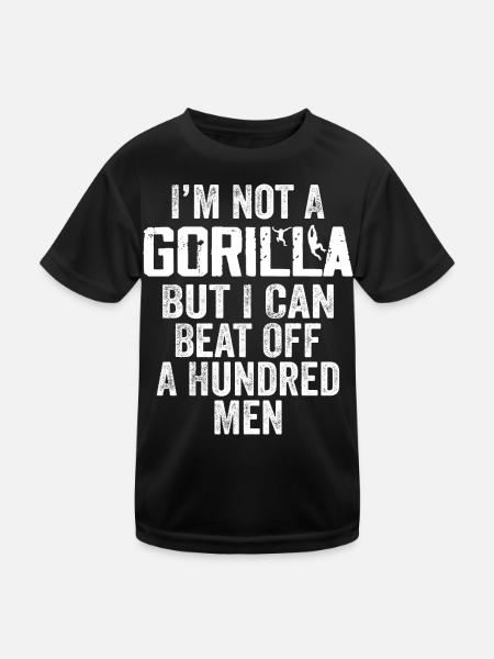 Ich bin kein Gorilla, aber ich kann hundert Männer besiegen - Kinder Funktions-T-Shirt - Schwarz - Vorne