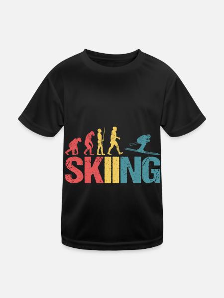 Évolution du ski - T-shirt sport Enfant - noir - Devant