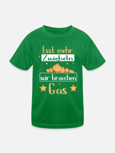 Esst mehr Zwiebeln - Gasknappheit Gas Pupsen - Kinder Funktions-T-Shirt - Kelly Green - Vorne