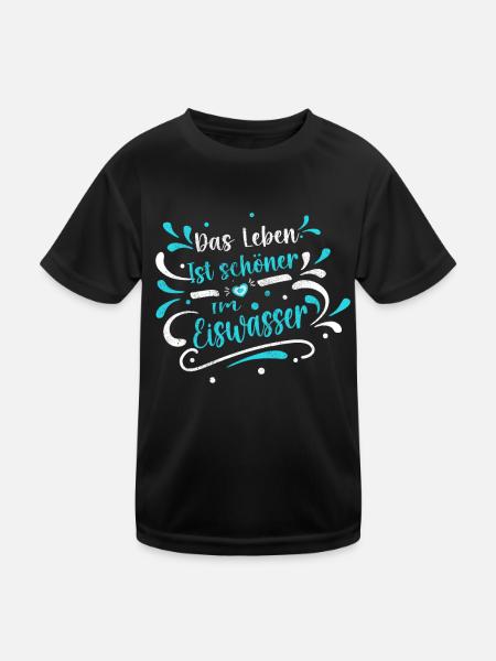 Eisbaden Eisbaderin Schwimmerin Kältebad Winterbad - Kinder Funktions-T-Shirt - Schwarz - Vorne