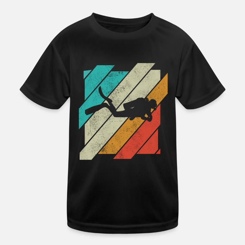 Scuba Diving - Retro Tank Diver Kids Functional T-Shirt