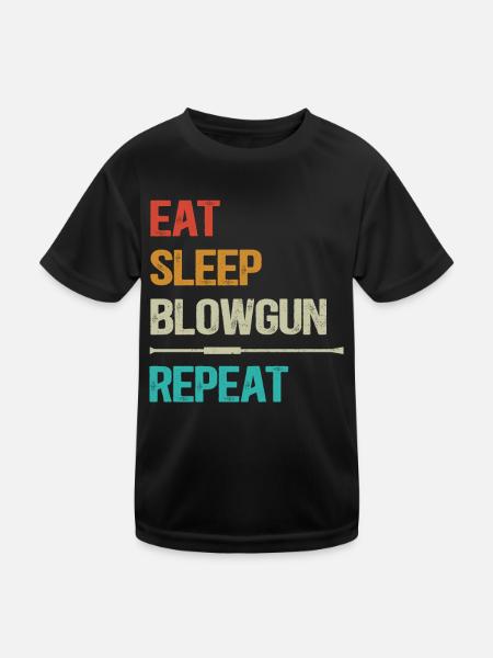 Blowpipe Eat Sleep Repeat - Blowpipe Shooting Retro - T-shirt sport Enfant - noir - Devant
