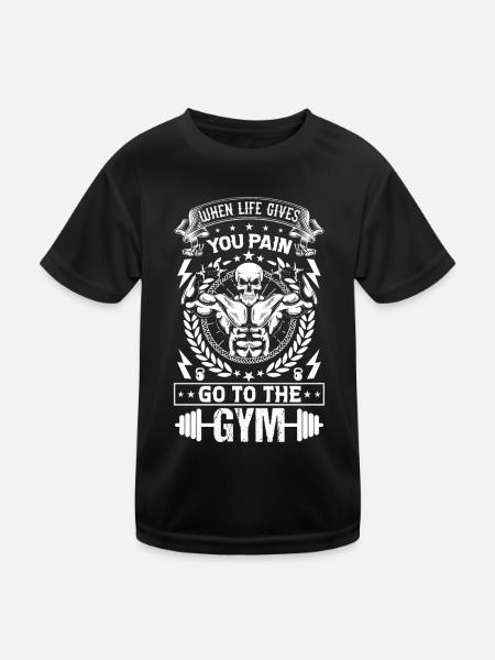 Musculation Bodybuilder Dumbbell Gym Fitness Training - T-shirt sport Enfant - noir - Devant