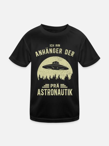 Prä Astronautik - Ufo Alien Ancient Astronauten - Kinder Funktions-T-Shirt - Schwarz - Vorne