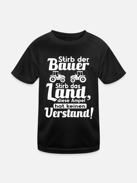 Landwirte und Bauern Demo mit Traktor gegen Ampel - Kinder Funktions-T-Shirt - Schwarz - Vorne
