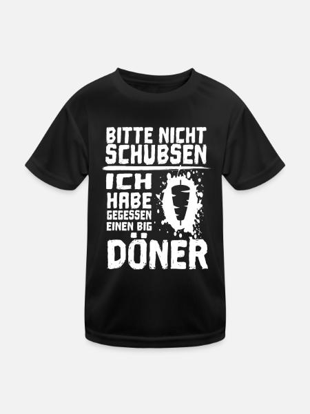 Döner Kebab essen - Bitte nicht schubsen! - Kinder Funktions-T-Shirt - Schwarz - Vorne