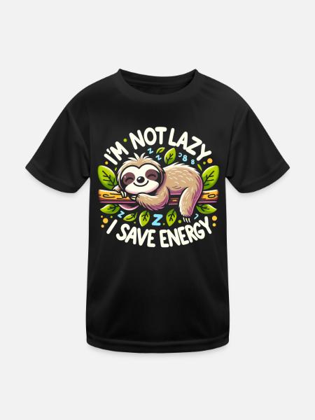 Je ne suis pas paresseux – j’économise de l’énergie paresseux en disant - T-shirt sport Enfant - noir - Devant