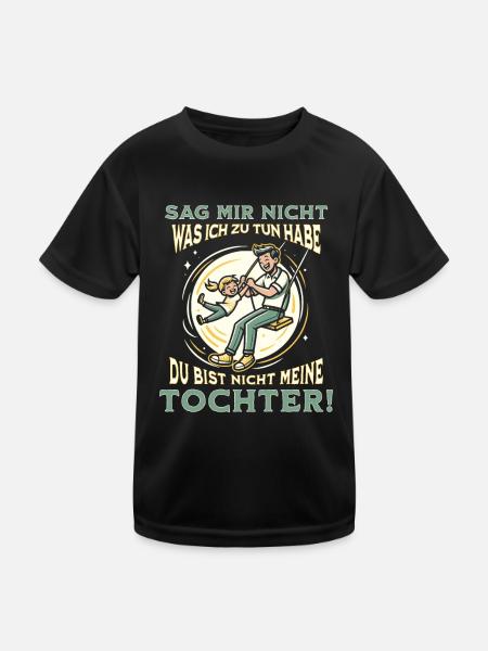 Papa und Vater mit Tochter Sprüche Geschenkidee - Kinder Funktions-T-Shirt - Schwarz - Vorne