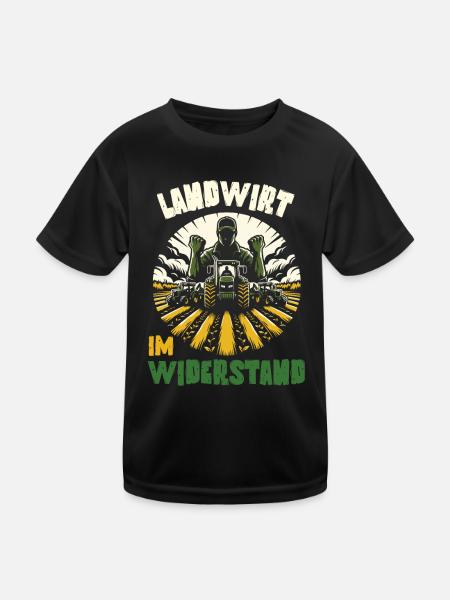 Bauern und Landwirte auf Traktor Demo zum Protest - Kinder Funktions-T-Shirt - Schwarz - Vorne