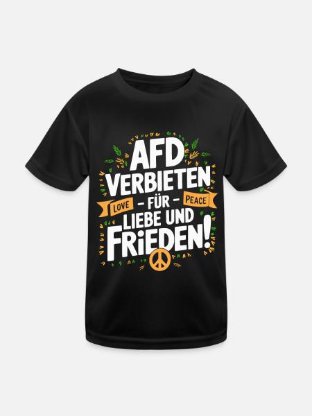 AfD verbieten Parteiverbot - Gegen Nazis - Kinder Funktions-T-Shirt - Schwarz - Vorne