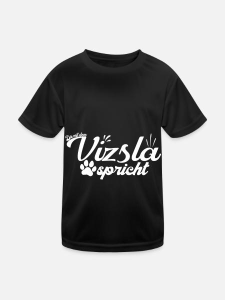 Ungarischer Magyar Vizsla Hund Spruch Mama - Kinder Funktions-T-Shirt - Schwarz - Vorne