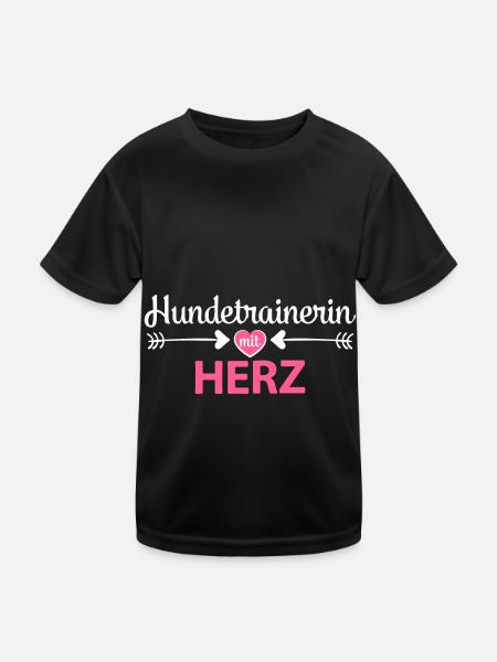 Hundetrainerin mit Herz Ausbildung Hunde - Kinder Funktions-T-Shirt - Schwarz - Vorne