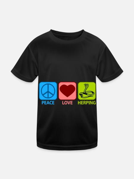 Herping Herpétologie Herpétologiste Serpent Paix Amour - T-shirt sport Enfant - noir - Devant