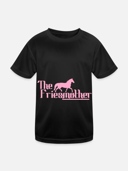 Friesenpferd Friesen Friese Pferd Mama Mom Pink - Kinder Funktions-T-Shirt - Schwarz - Vorne