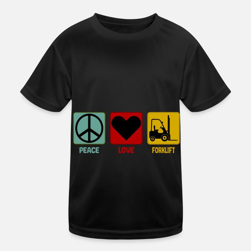 Stapler Staplerfahrer Peace Love Spruch Kinder Funktions-T-Shirt